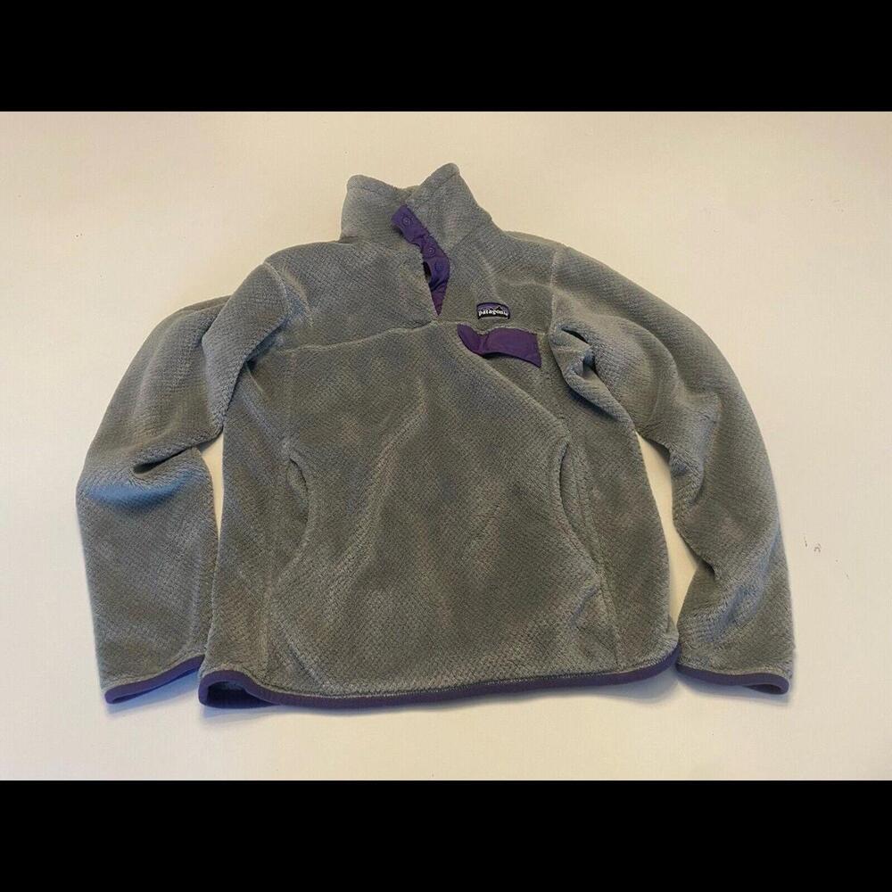 Patagonia Women’s Retool Snap T Fleece Jacket  Pullover Gray Purple Size Small